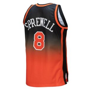 Latrell Sprewell New York Knicks Mitchell & Ness 1998/99 Hardwood Classics Fadeaway Swingman Player Jersey - Orange/Black photo 3 Jersey4u