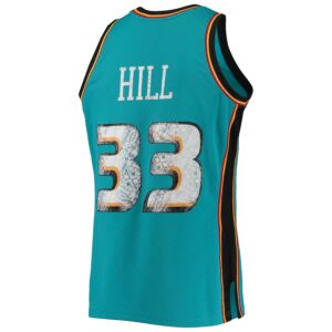 Grant Hill Detroit Pistons Mitchell & Ness 1998/99 Hardwood Classics NBA 75th Anniversary Diamond Swingman Jersey - Teal photo 3 Jersey4u