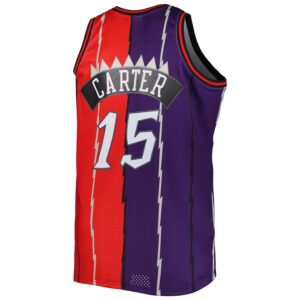 Vince Carter Toronto Raptors Mitchell & Ness Big & Tall Hardwood Classics 1998/99 Split Swingman Jersey - Purple/Red photo 3 Jersey4u