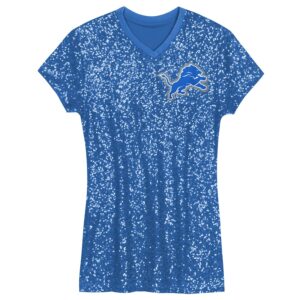 Aidan Hutchinson Detroit Lions Girls Youth Sequin Player Name & Number V-Neck Dress - Blue photo 2 Jersey4u