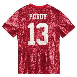 Brock Purdy San Francisco 49ers Girls Youth Sequin V-Neck Fashion Jersey - Scarlet photo 3 Jersey4u