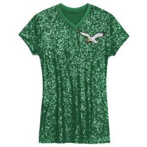 Jalen Hurts Philadelphia Eagles Girls Youth Sequin Player Name & Number V-Neck Dress - Kelly Green photo 2 Jersey4u
