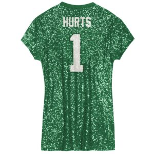 Jalen Hurts Philadelphia Eagles Girls Youth Sequin Player Name & Number V-Neck Dress - Kelly Green photo 3 Jersey4u