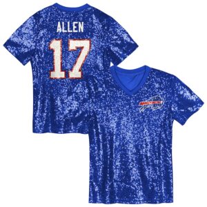 Josh Allen Buffalo Bills Girls Youth Sequin V-Neck Fashion Jersey - Royal photo 1 Jersey4u