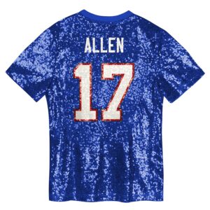 Josh Allen Buffalo Bills Girls Youth Sequin V-Neck Fashion Jersey - Royal photo 3 Jersey4u