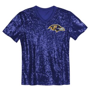 Lamar Jackson Baltimore Ravens Girls Youth Sequin V-Neck Fashion Jersey - Purple photo 2 Jersey4u
