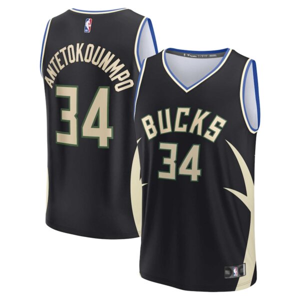 Giannis Antetokounmpo Milwaukee Bucks Jersey4u Fast Break Jersey4u Player Jersey - Statement Edition - Black photo 1 Jersey4u