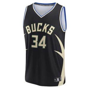 Giannis Antetokounmpo Milwaukee Bucks Jersey4u Fast Break Jersey4u Player Jersey - Statement Edition - Black photo 2 Jersey4u