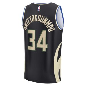 Giannis Antetokounmpo Milwaukee Bucks Jersey4u Fast Break Jersey4u Player Jersey - Statement Edition - Black photo 3 Jersey4u