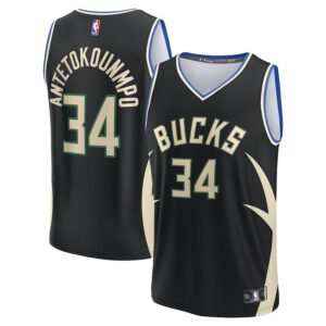 Giannis Antetokounmpo Milwaukee Bucks Jersey4u Fast Break Jersey4u Player Jersey - Statement Edition - Black photo 1 Jersey4u