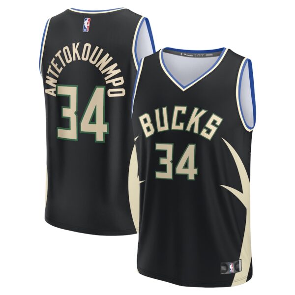 Giannis Antetokounmpo Milwaukee Bucks Jersey4u Fast Break Jersey4u Player Jersey - Statement Edition - Black photo 1 Jersey4u