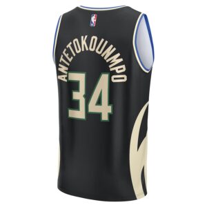 Giannis Antetokounmpo Milwaukee Bucks Jersey4u Fast Break Jersey4u Player Jersey - Statement Edition - Black photo 3 Jersey4u