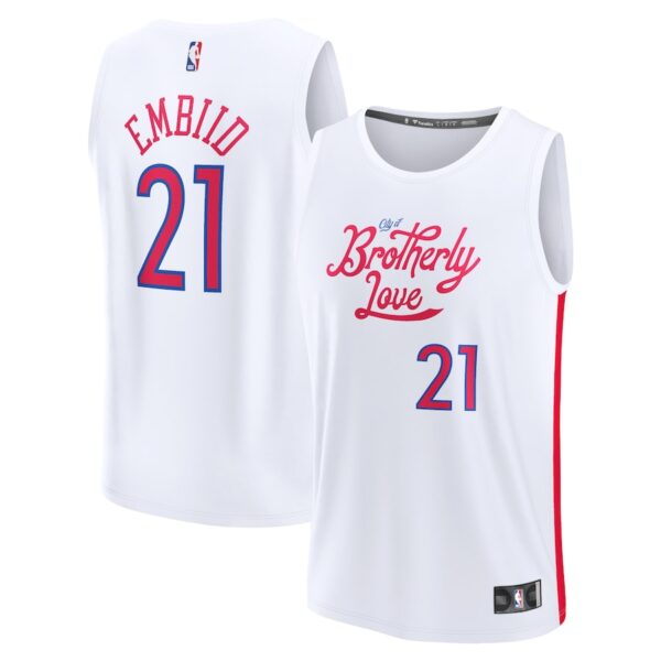 Joel Embiid Philadelphia 76ers Jersey4u Fastbreak Jersey - City Edition - White photo 1 Jersey4u