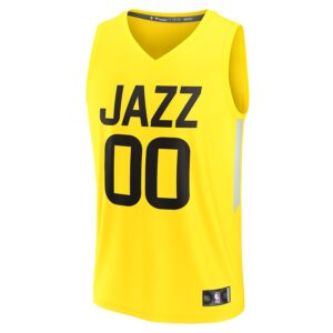 Jordan Clarkson Utah Jazz Jersey4u Fast Break Jersey4u Jersey - Icon Edition - Yellow photo 2 Jersey4u