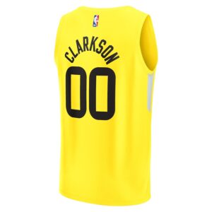 Jordan Clarkson Utah Jazz Jersey4u Fast Break Jersey4u Jersey - Icon Edition - Yellow photo 3 Jersey4u