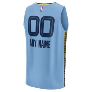 Memphis Grizzlies Jersey4u Custom Fast Break Jersey - Statement Edition - Light Blue photo 3 Jersey4u