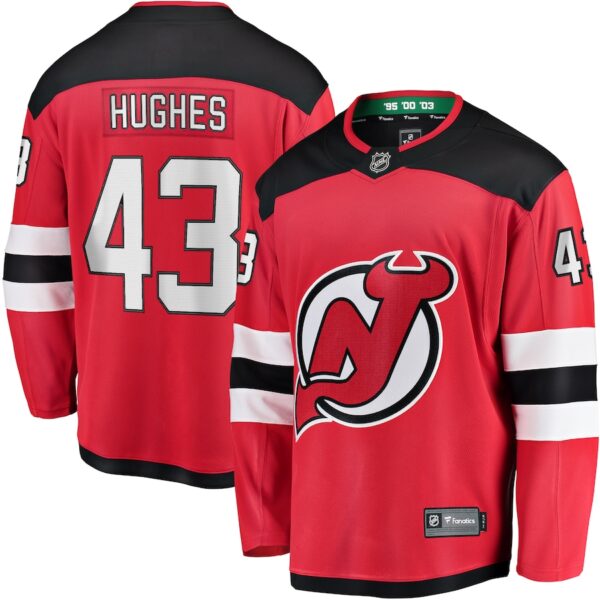 Luke Hughes New Jersey Devils Jersey4u Home Breakaway Player Jersey - Red photo 1 Jersey4u