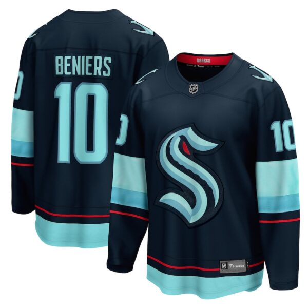 Matty Beniers Seattle Kraken Jersey4u Premier Breakaway Player Jersey - Deep Sea Blue photo 1 Jersey4u