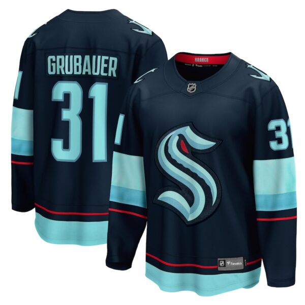 Philipp Grubauer Seattle Kraken Jersey4u Home Breakaway Player Jersey - Navy photo 1 Jersey4u