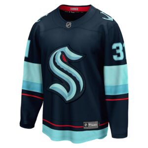 Philipp Grubauer Seattle Kraken Jersey4u Home Breakaway Player Jersey - Navy photo 2 Jersey4u