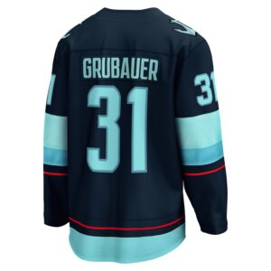Philipp Grubauer Seattle Kraken Jersey4u Home Breakaway Player Jersey - Navy photo 3 Jersey4u