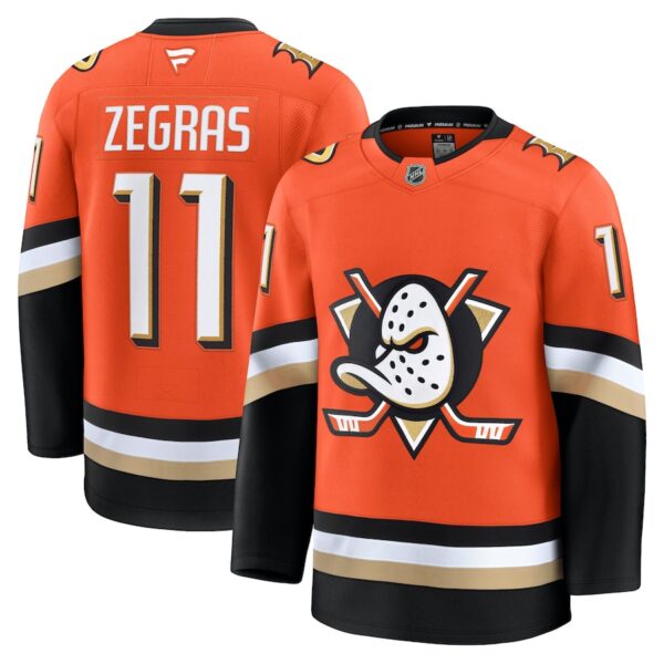 Trevor Zegras Anaheim Ducks Jersey4u Home Premium Jersey - Orange photo 1 Jersey4u