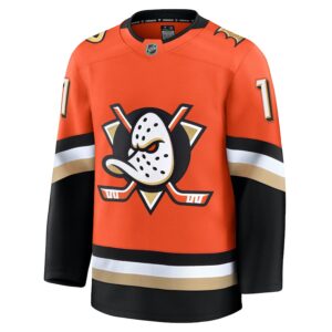 Trevor Zegras Anaheim Ducks Jersey4u Home Premium Jersey - Orange photo 2 Jersey4u
