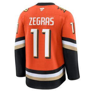 Trevor Zegras Anaheim Ducks Jersey4u Home Premium Jersey - Orange photo 3 Jersey4u