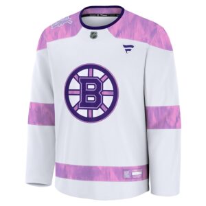 Boston Bruins Jersey4u 2024 Hockey Fights Cancer Practice Jersey - White photo 2 Jersey4u