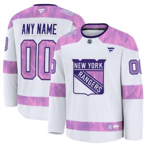 New York Rangers Jersey4u 2024 Hockey Fights Cancer Custom Practice Jersey - White photo 1 Jersey4u