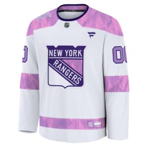 New York Rangers Jersey4u 2024 Hockey Fights Cancer Custom Practice Jersey - White photo 2 Jersey4u