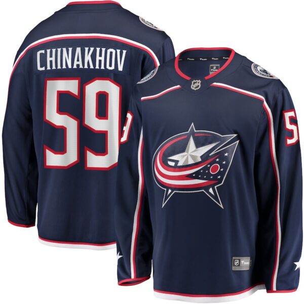 Yegor Chinakhov Columbus Blue Jackets Jersey4u Home Breakaway Player Jersey - Navy photo 1 Jersey4u