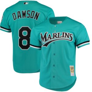Andre Dawson Florida Marlins Mitchell & Ness Cooperstown Collection Mesh Batting Practice Button-Up Jersey - Teal photo 1 Jersey4u