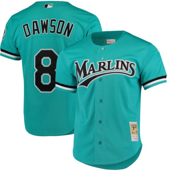 Andre Dawson Florida Marlins Mitchell & Ness Cooperstown Collection Mesh Batting Practice Button-Up Jersey - Teal photo 1 Jersey4u