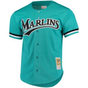 Andre Dawson Florida Marlins Mitchell & Ness Cooperstown Collection Mesh Batting Practice Button-Up Jersey - Teal photo 2 Jersey4u