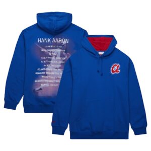 Hank Aaron Atlanta Braves Mitchell & Ness Vintage Logo Name & Number Pullover Hoodie - Royal photo 1 Jersey4u