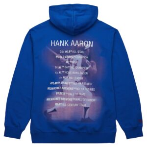 Hank Aaron Atlanta Braves Mitchell & Ness Vintage Logo Name & Number Pullover Hoodie - Royal photo 3 Jersey4u