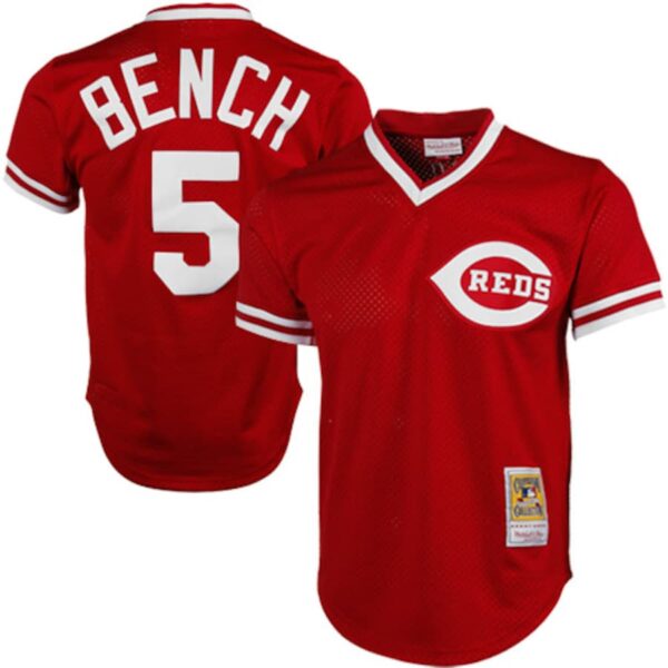 Johnny Bench Cincinnati Reds Mitchell & Ness 1983 Authentic Cooperstown Collection Mesh Batting Practice Jersey - Red photo 1 Jersey4u