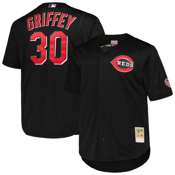 Ken Griffey Jr. Cincinnati Reds Mitchell & Ness Big & Tall Cooperstown Collection Batting Practice Jersey4u Jersey - Black photo 1 Jersey4u