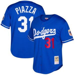 Mike Piazza Los Angeles Dodgers Mitchell & Ness Cooperstown Collection Mesh Batting Practice Button-Up Jersey - Royal photo 1 Jersey4u