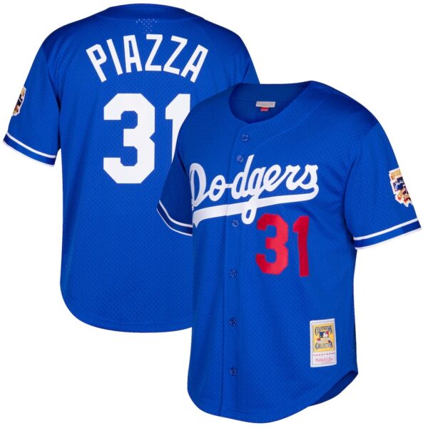 Mike Piazza Los Angeles Dodgers Mitchell & Ness Cooperstown Collection Mesh Batting Practice Button-Up Jersey - Royal photo 1 Jersey4u
