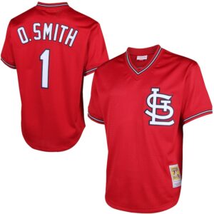 Ozzie Smith St. Louis Cardinals Mitchell & Ness Cooperstown Mesh Batting Practice Jersey - Red photo 1 Jersey4u