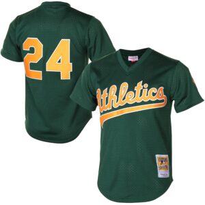 Rickey Henderson Athletics Mitchell & Ness 1998 Cooperstown Mesh Batting Practice Jersey - Green photo 1 Jersey4u