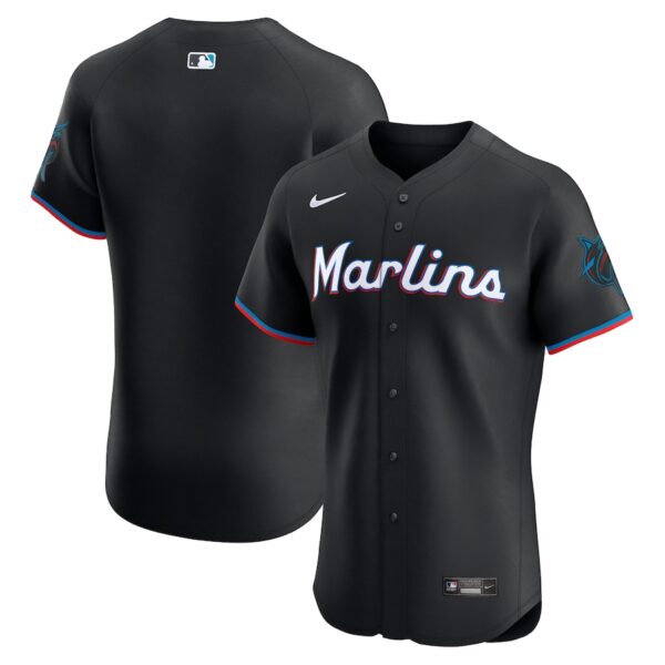 Miami Marlins Nike Alternate Vapor Premier Elite Patch Jersey - Black photo 1 Jersey4u
