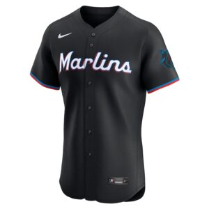 Miami Marlins Nike Alternate Vapor Premier Elite Patch Jersey - Black photo 2 Jersey4u
