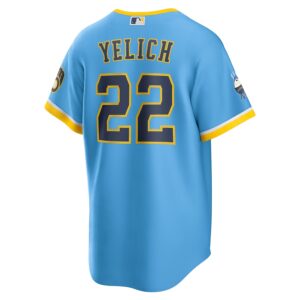 Christian Yelich Milwaukee Brewers Nike City Connect Jersey4u Player Jersey - Powder Blue photo 3 Jersey4u