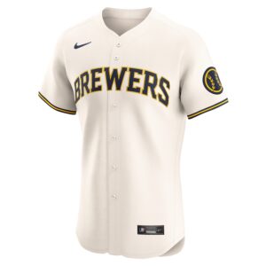 Milwaukee Brewers Nike Home Elite Jersey - Cream photo 2 Jersey4u