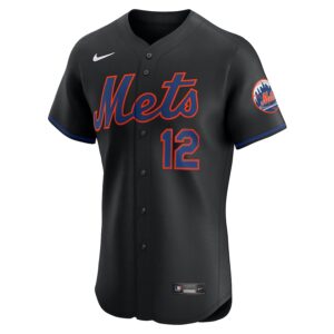 Francisco Lindor New York Mets Nike Alternate Elite Jersey - Black photo 2 Jersey4u