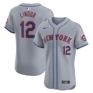 Francisco Lindor New York Mets Nike Road Elite Player Jersey - Gray photo 1 Jersey4u