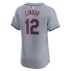 Francisco Lindor New York Mets Nike Road Elite Player Jersey - Gray photo 3 Jersey4u